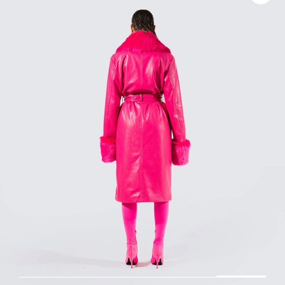 Finesse Willa vegan fur leather coat Barbie Pink Size 1x NWT - Picture 4 of 7